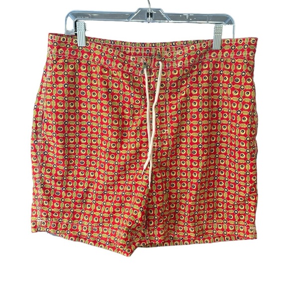 Polo by Ralph Lauren Vintage Board Shorts Blue Tab Silver Geometric Size L - Picture 10 of 12